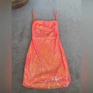 Lucy in the sky orange sparkly dress